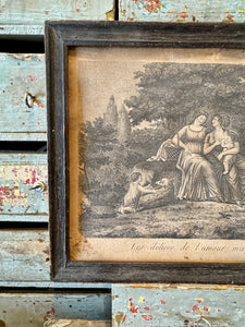 Antique 1700s French Framed Engraving - Mothers Love