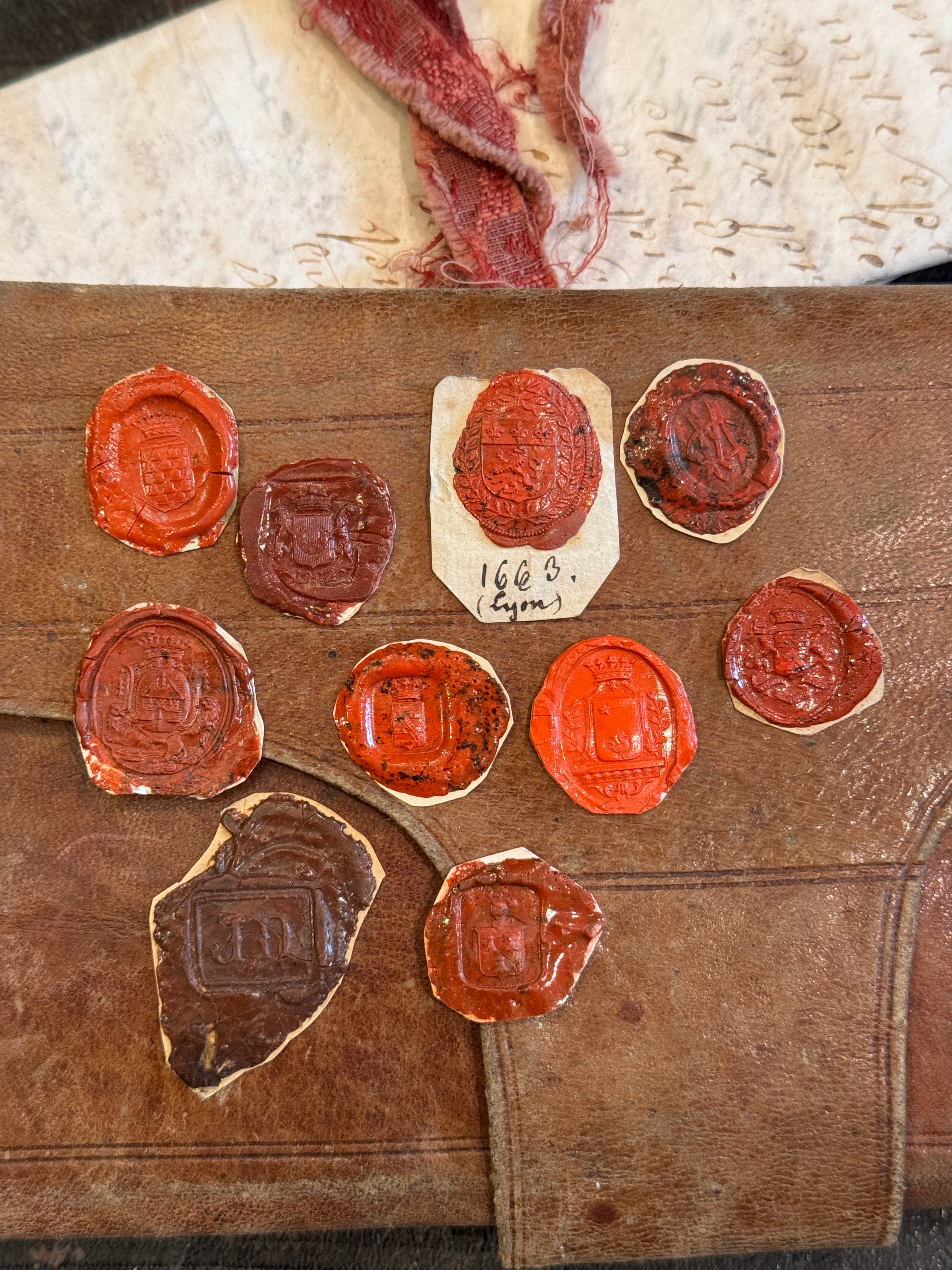 French 1600s - 1800s Wax Seal Collection - Red