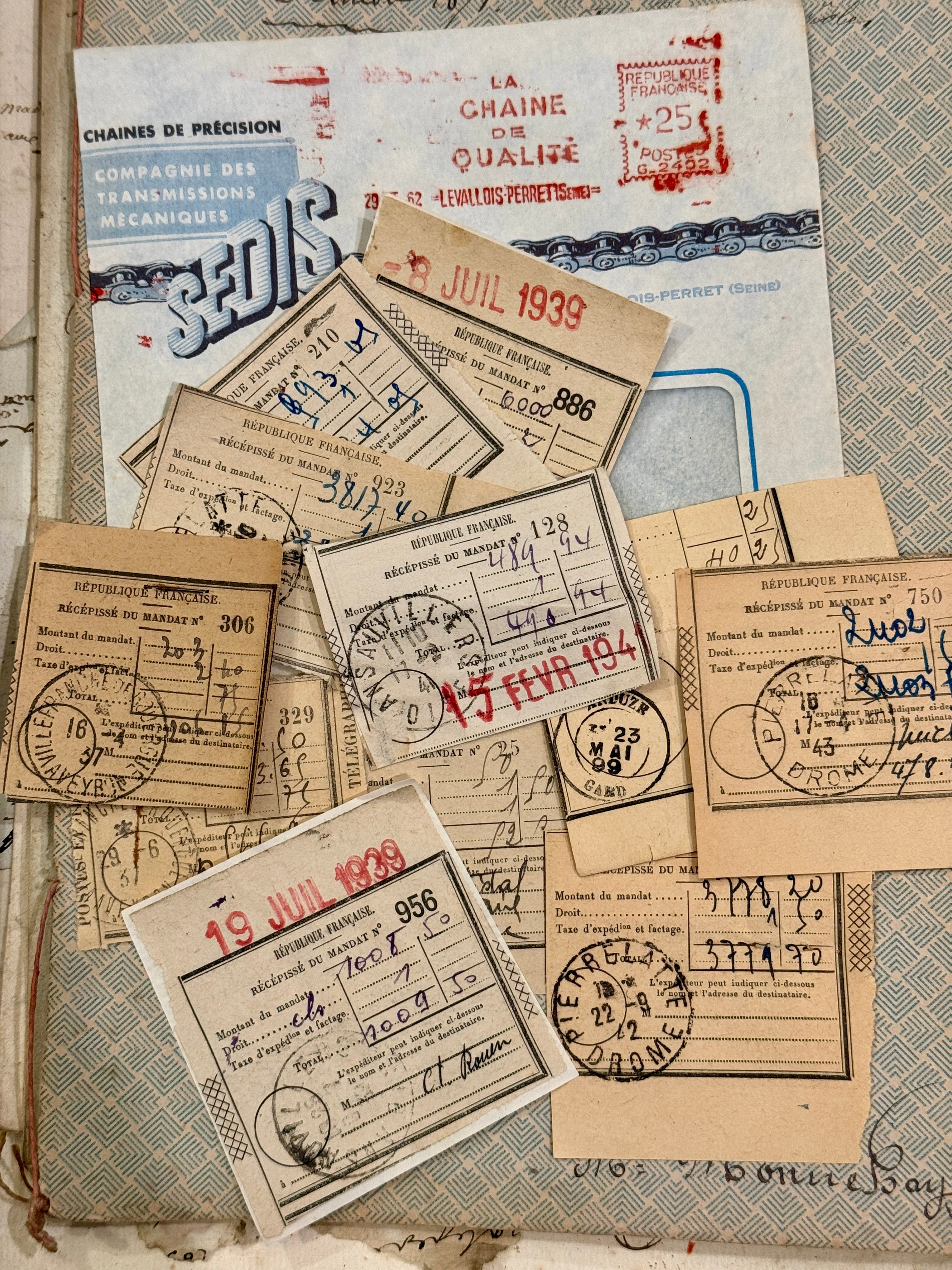 Antique French Envelope with All Sorts of Ephemera