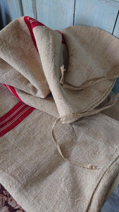 Antique 19th Century French Linen Striped Sacks