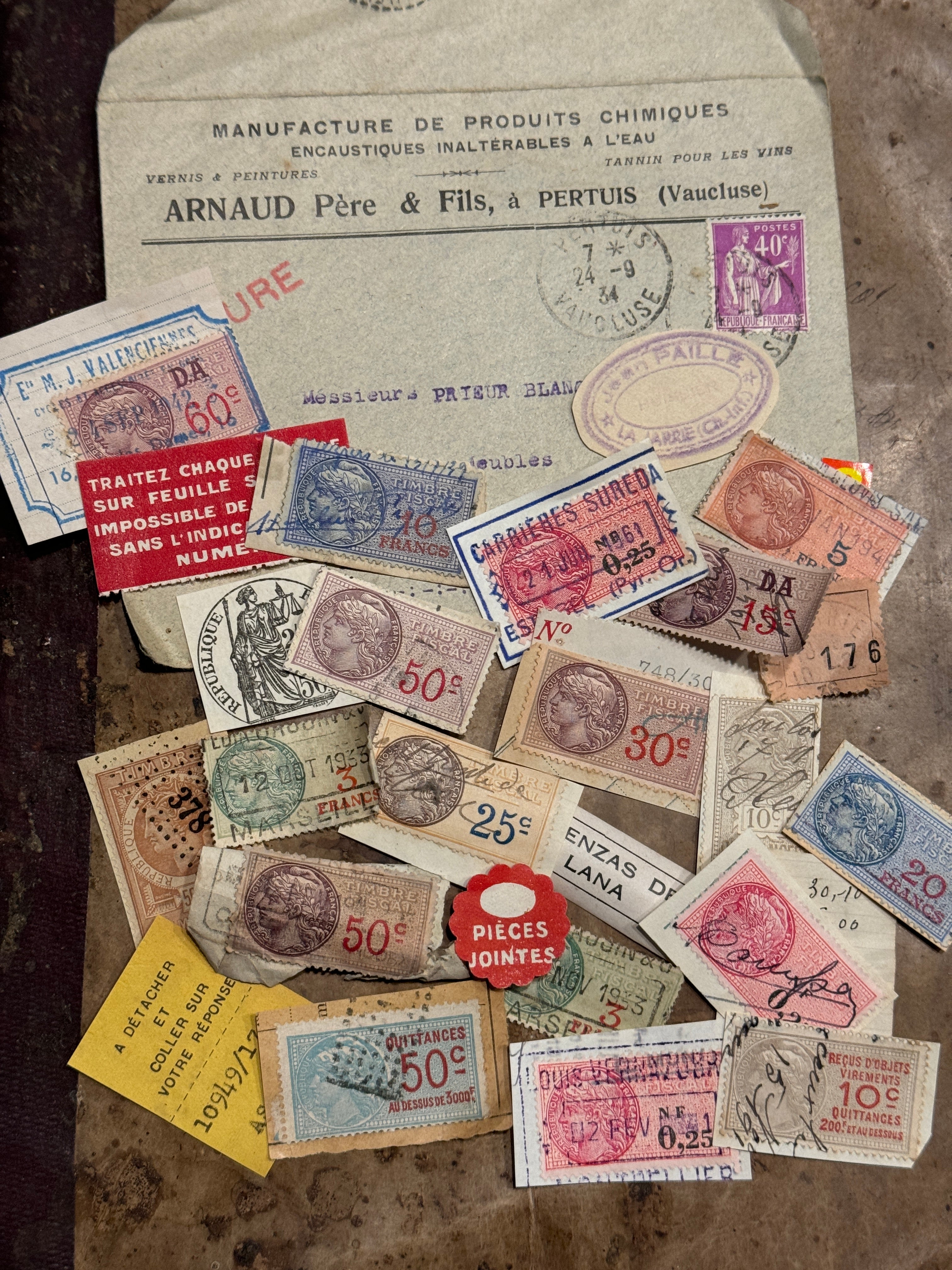 Antique French Envelope with All Sorts of Ephemera