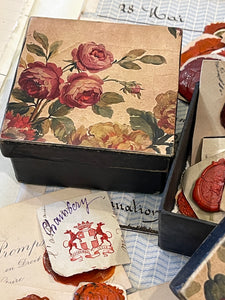 3" French Floral  Paper Mache Square Boxes