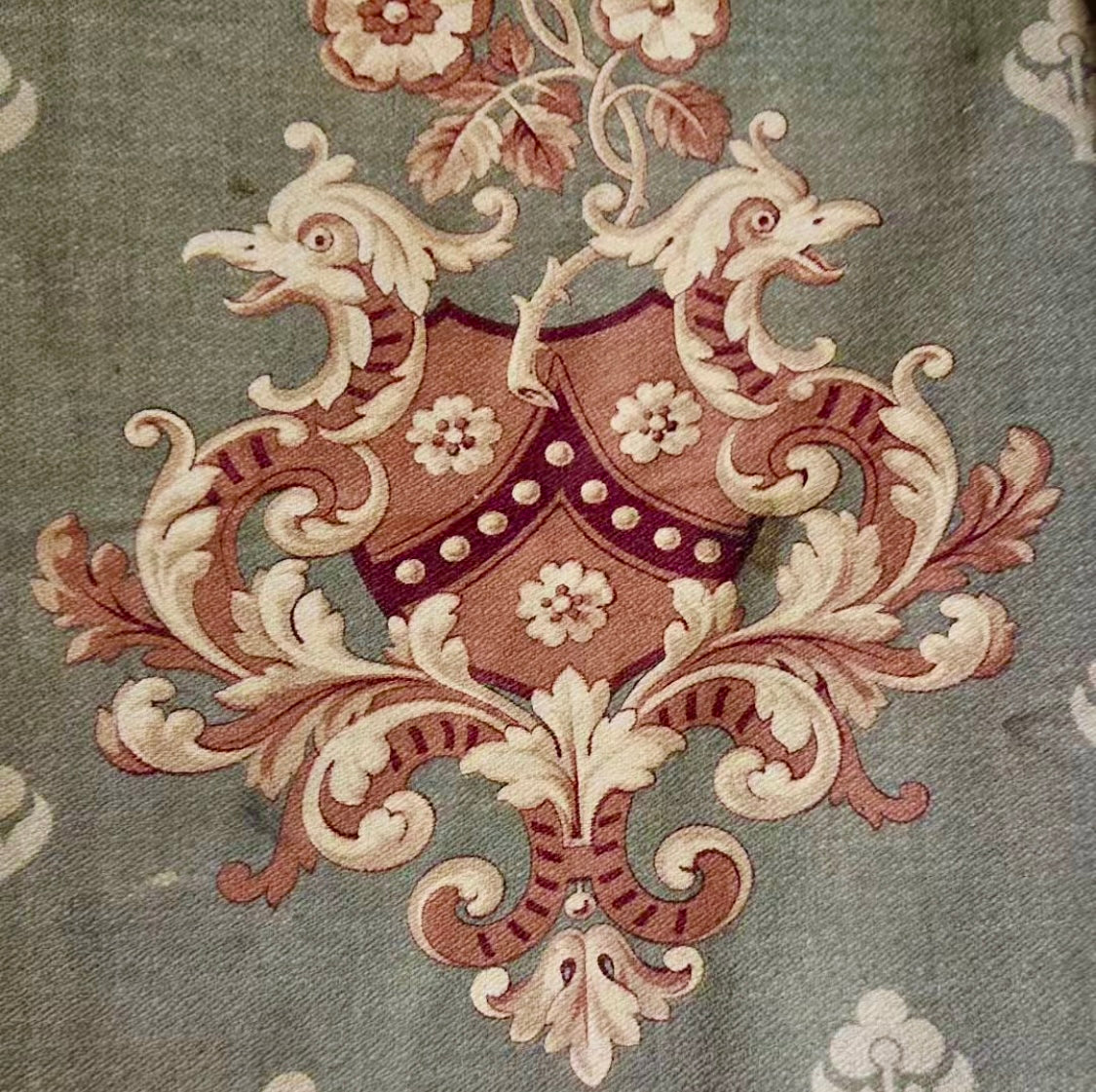 1800's Antique French Heraldic Blazons Textile