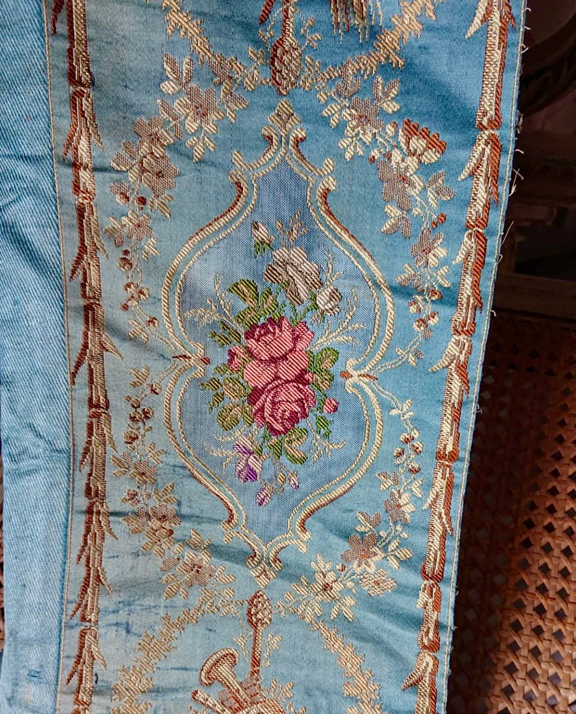 Antique French 1850s Silk Brocade Passementerie Border