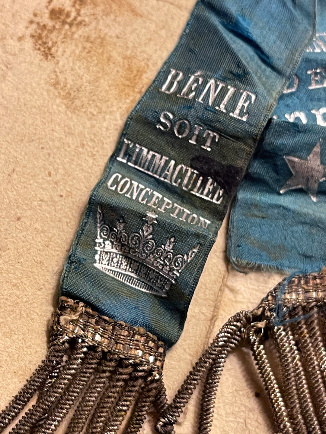 Antique French "Blessed Be The Immaculate Conception" Ribbons