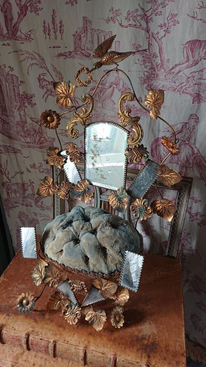 Stunning Antique French Blue Velvet Bridal Stand