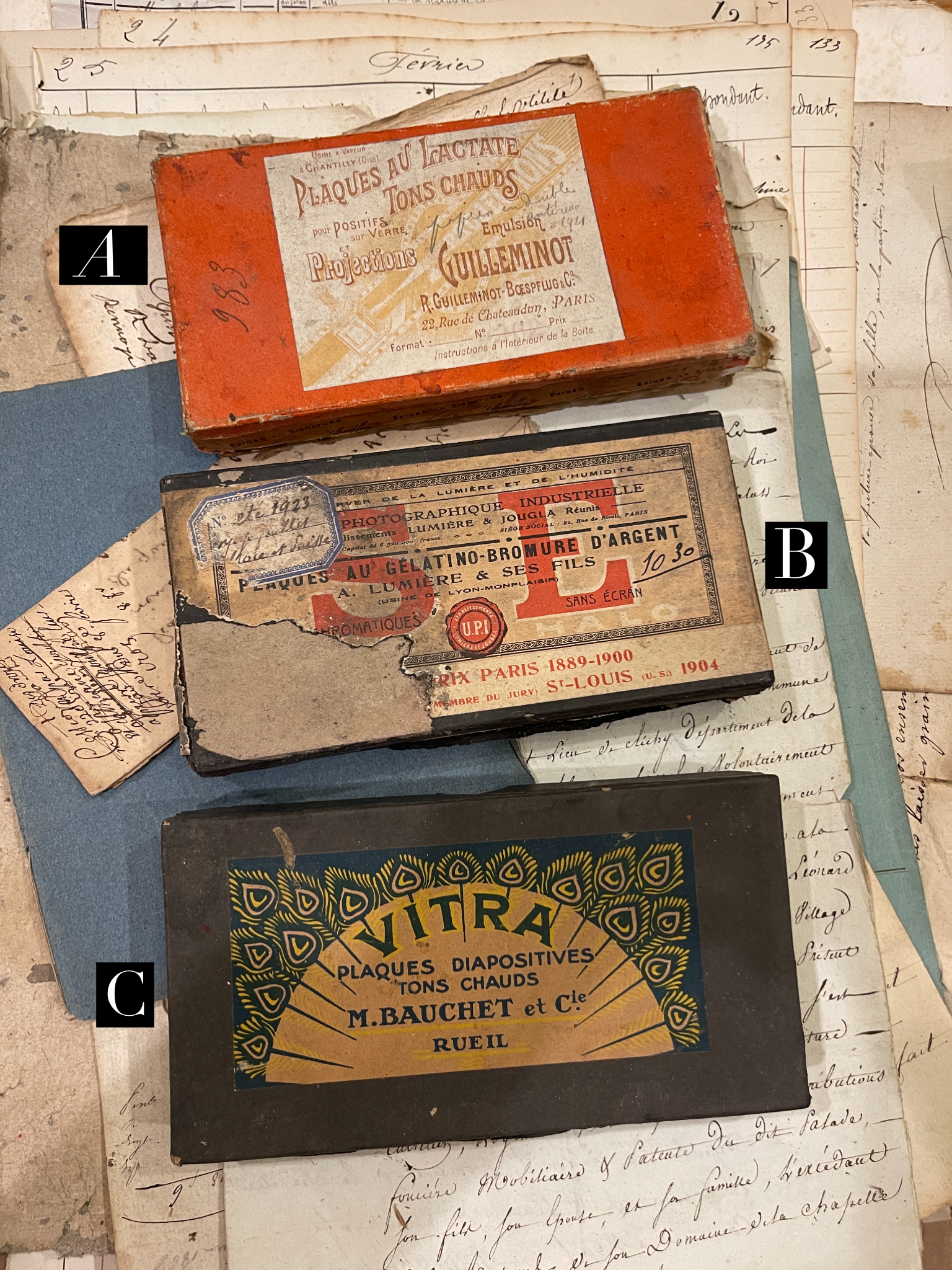 Original Antique French Paper Boxes