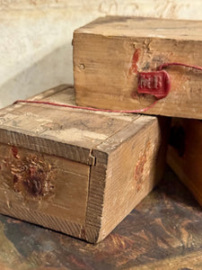 Vintage French Boxes with Red Seals - A