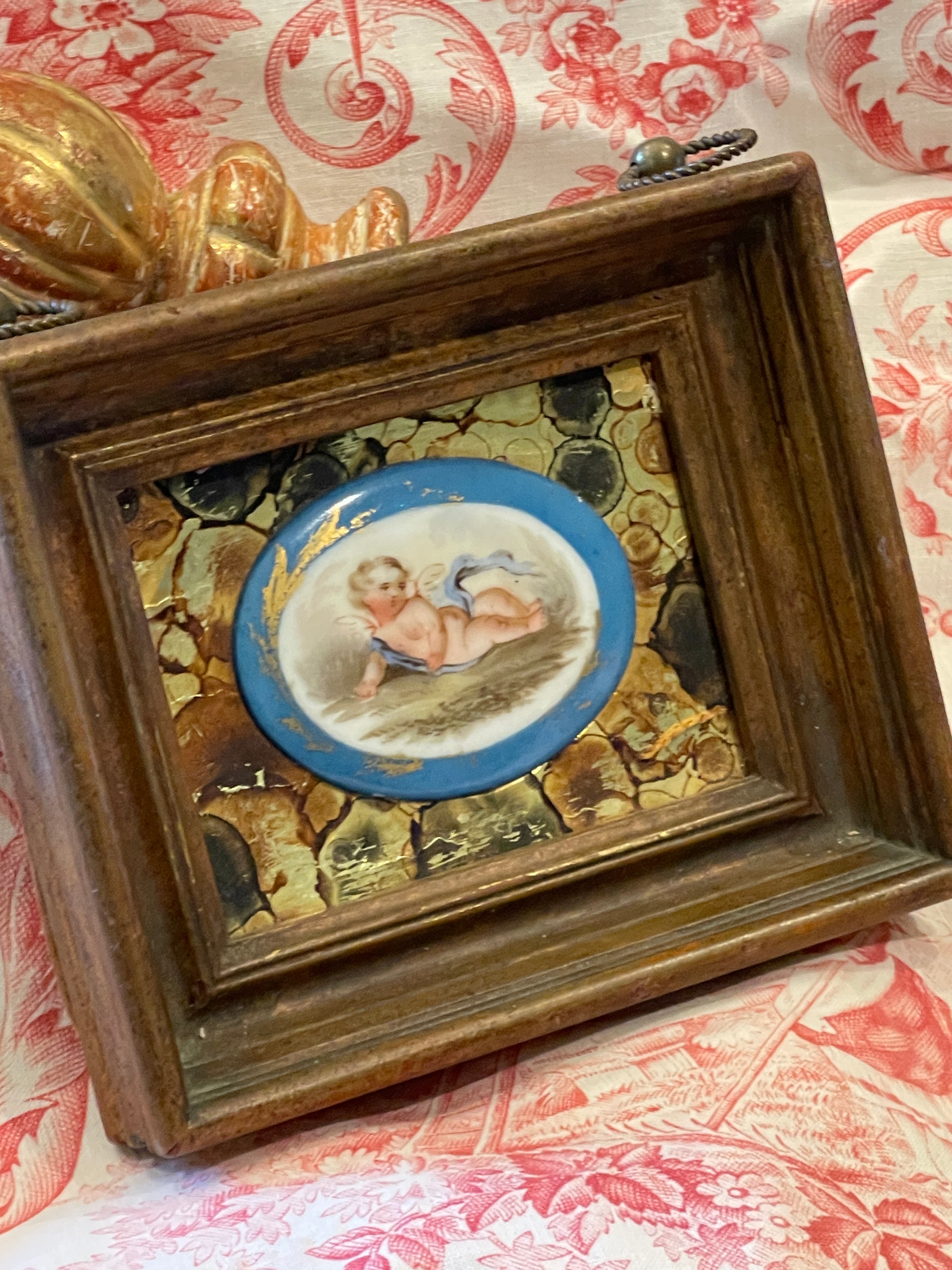 Antique Framed Cherub