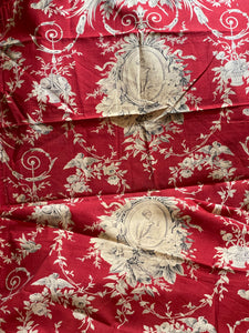 Beautiful 1800's French Printed Cotton Morceau with Cherubs