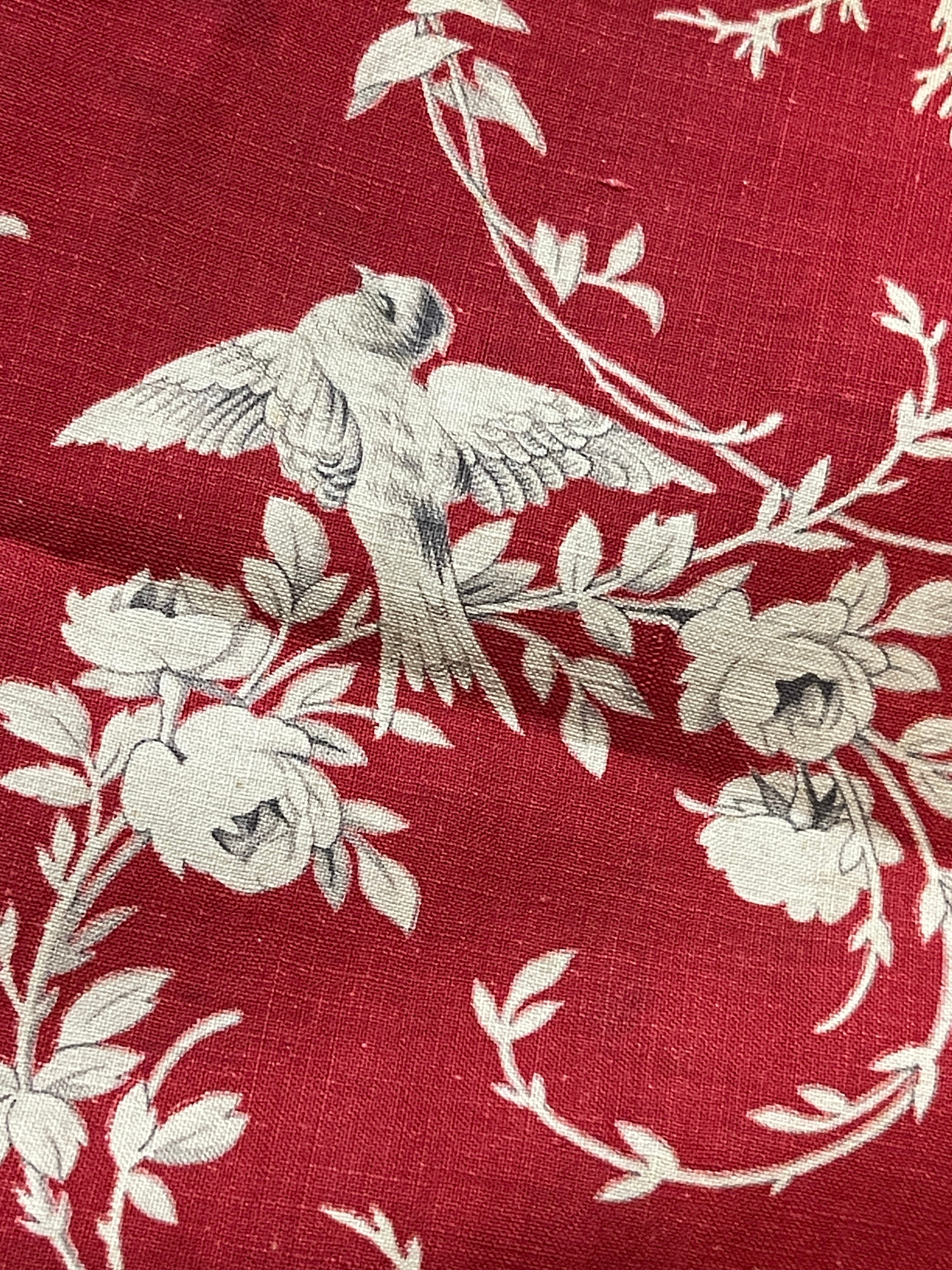 Beautiful 1800's French Printed Cotton Morceau with Cherubs