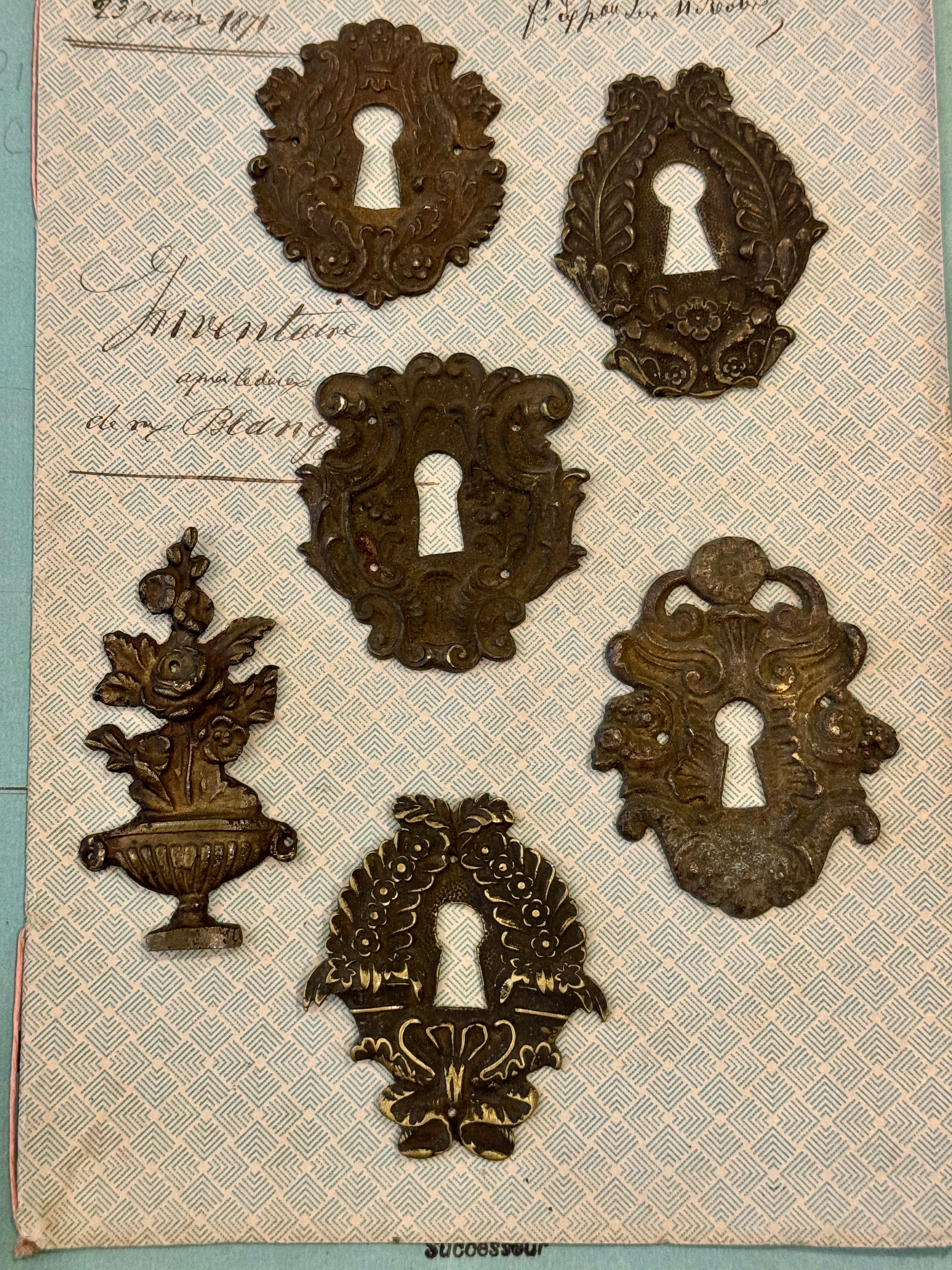 19th Century French Escutcheon Keyhole Covers - A1