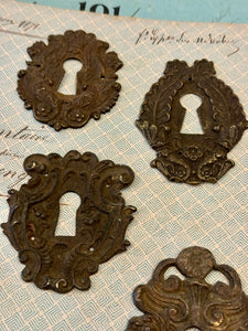 19th Century French Escutcheon Keyhole Covers - A1