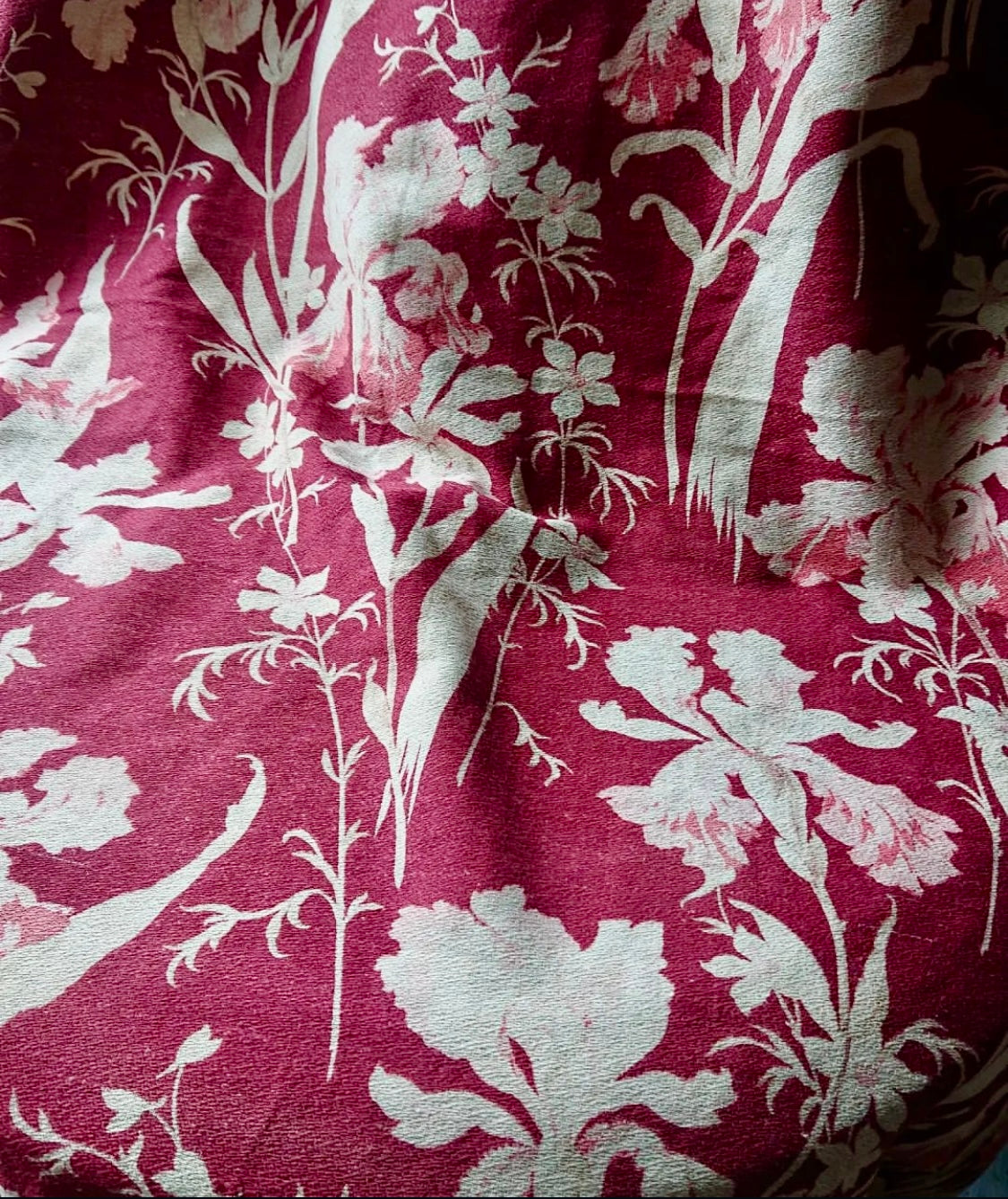 Antique French Cranberry Cretonne Cotton