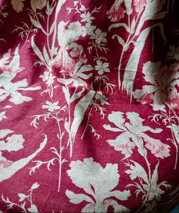 Antique French Cranberry Cretonne Cotton