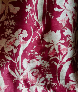 Antique French Cranberry Cretonne Cotton