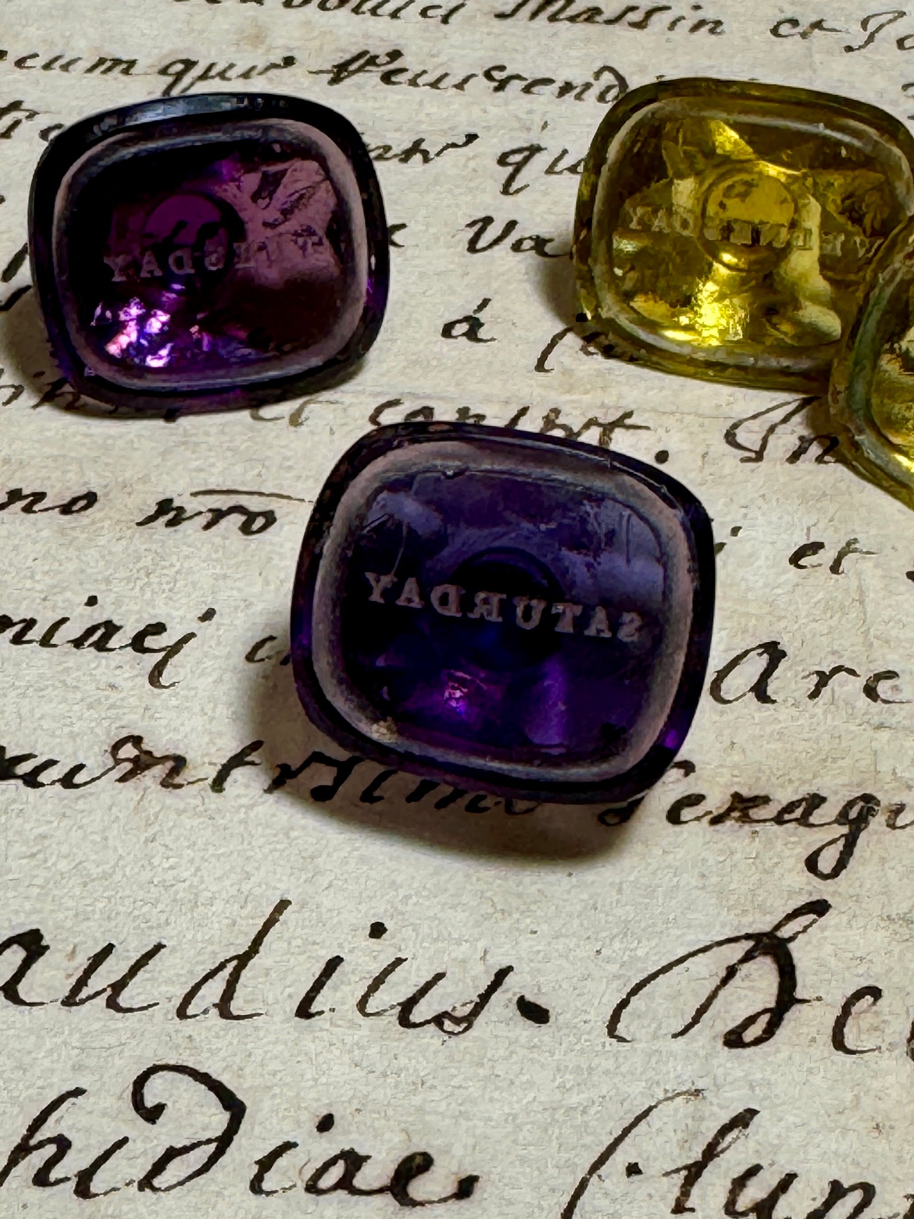 Antique Victorian Glass Seals - Days of the Week