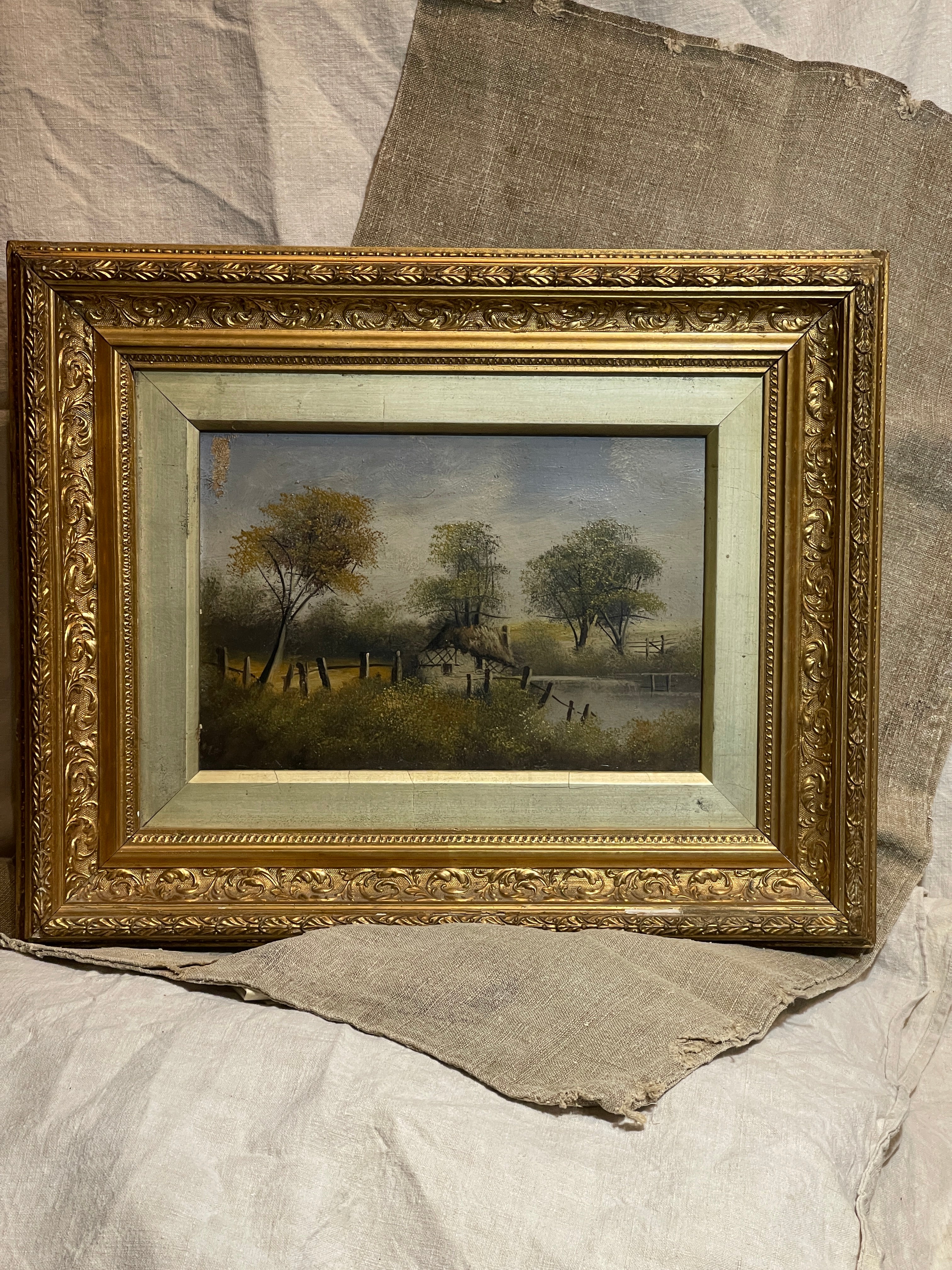 Original Antique 1800's English Oil Painting on Board