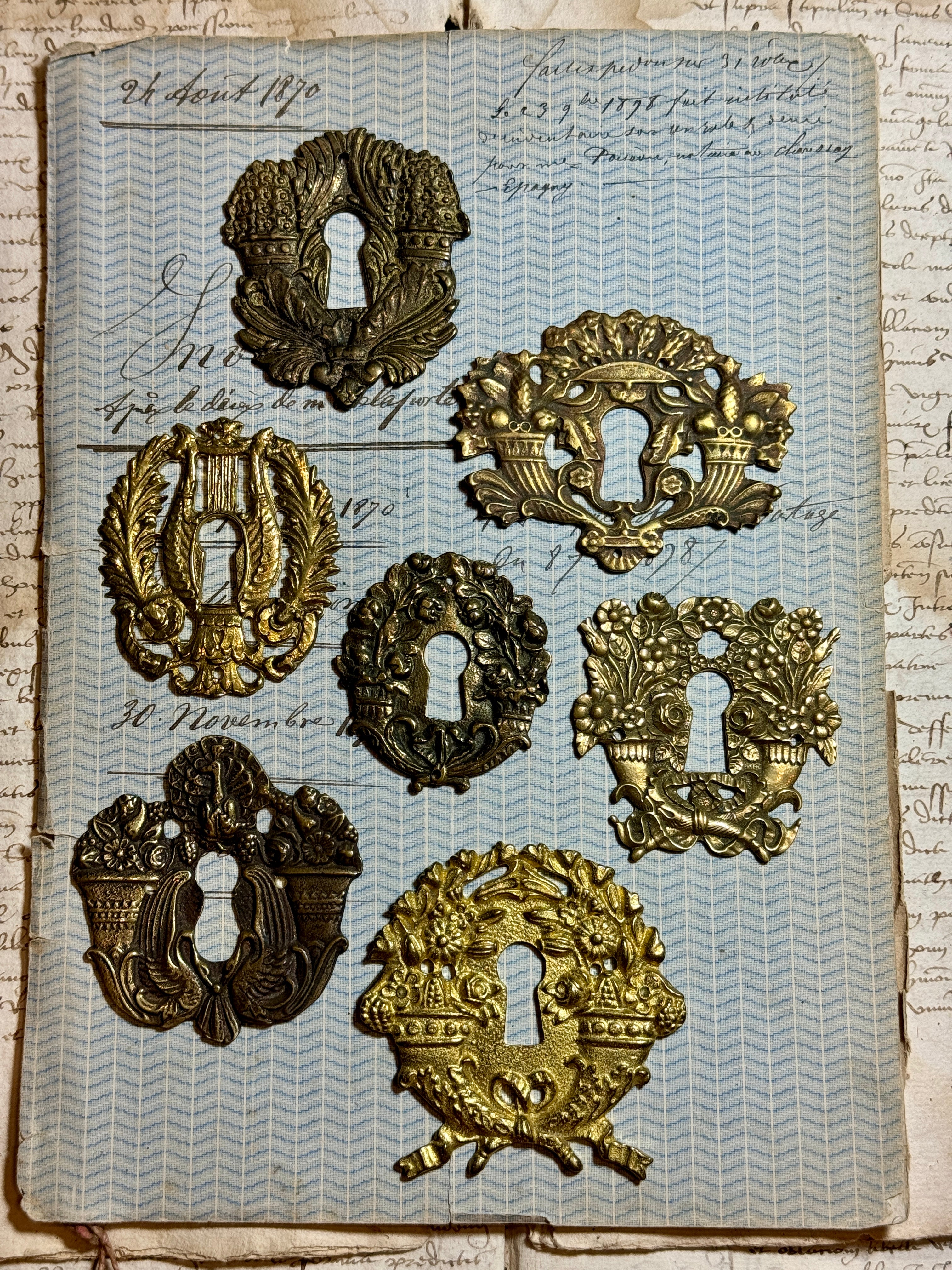 19th Century French Escutcheon Keyhole Covers - I