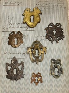 19th Century French Escutcheon Keyhole Covers - J