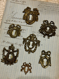 19th Century French Escutcheon Keyhole Covers - J