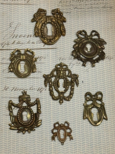 19th Century French Escutcheon Keyhole Covers - J