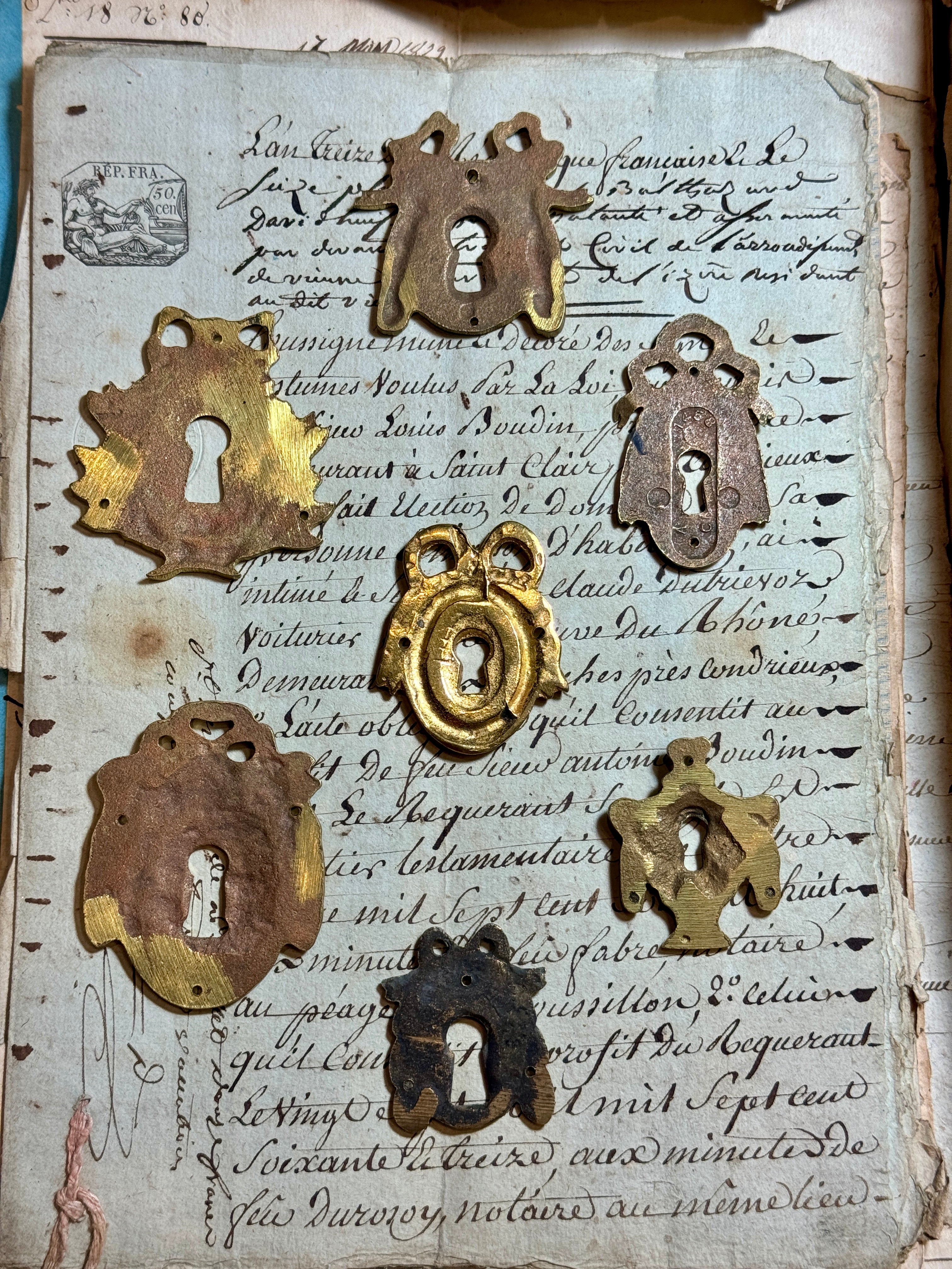 19th Century French Escutcheon Keyhole Covers - K