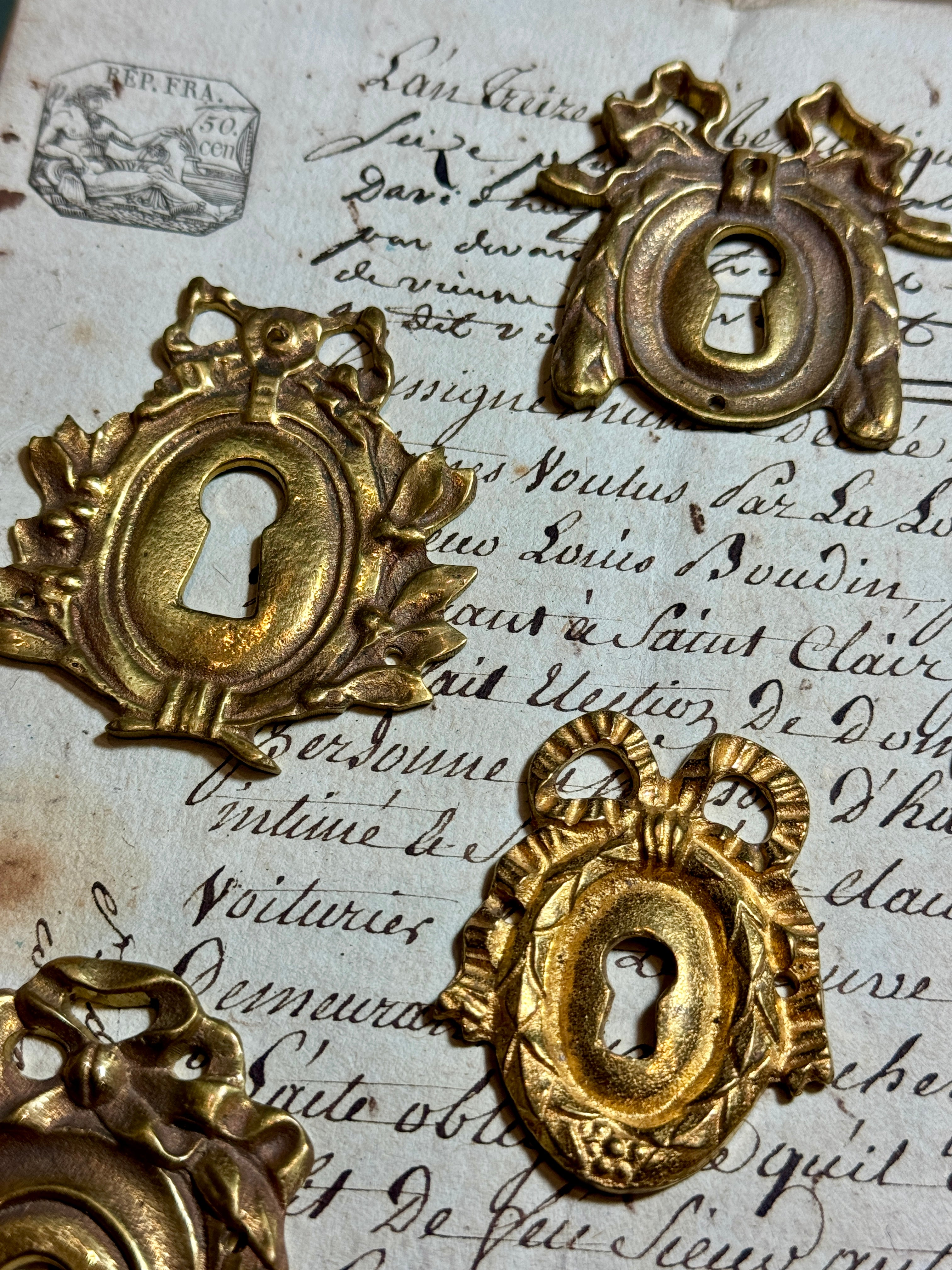 19th Century French Escutcheon Keyhole Covers - K