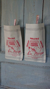 Antique French Linen Cloth Flour Bags Circa 1930