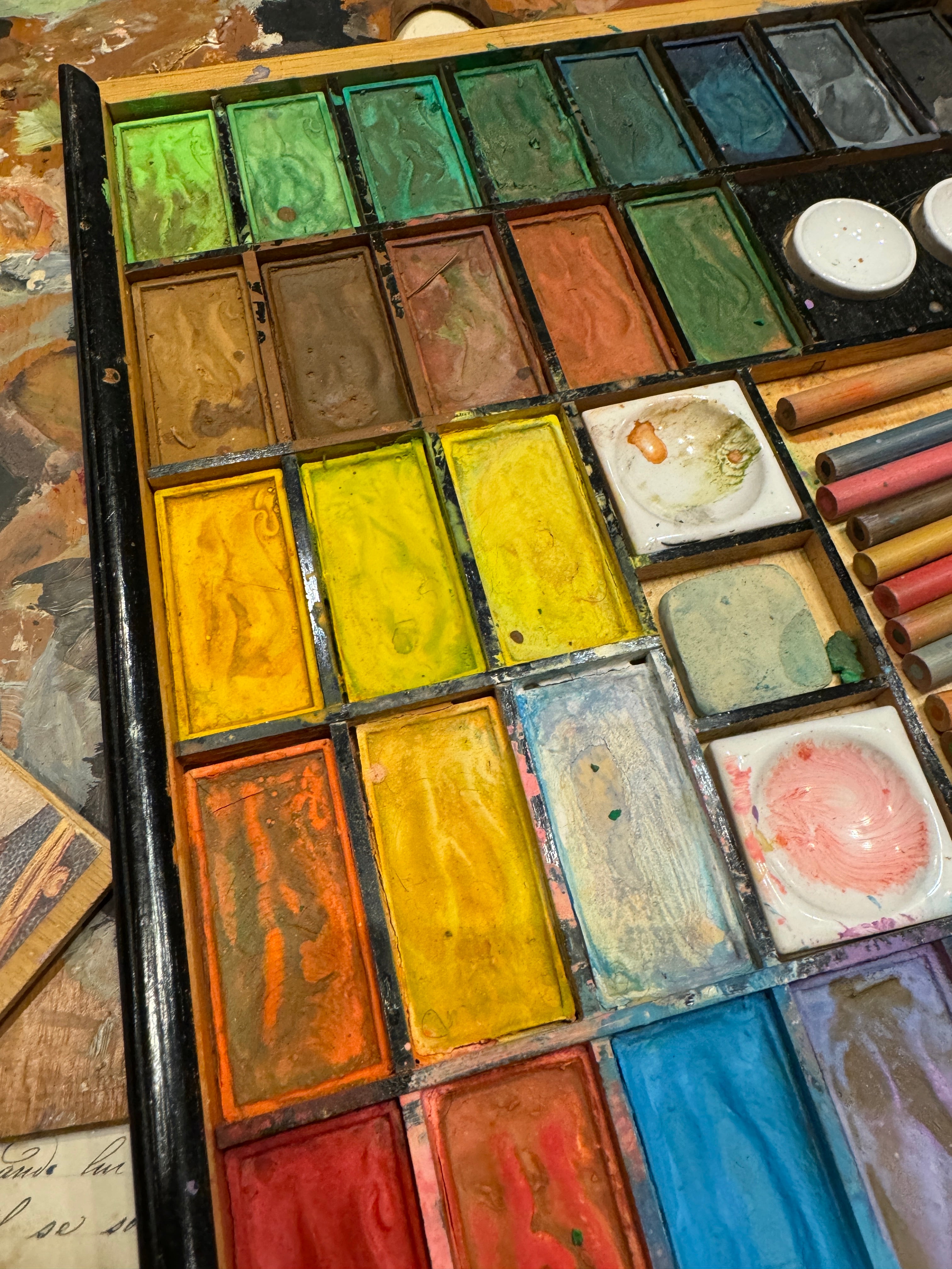 Vintage French Watercolor Paint Box