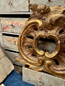 19th C Gilded Wood French Hand Carved Pediment