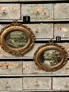 Antique French Miniature Gilded Framed Paintings