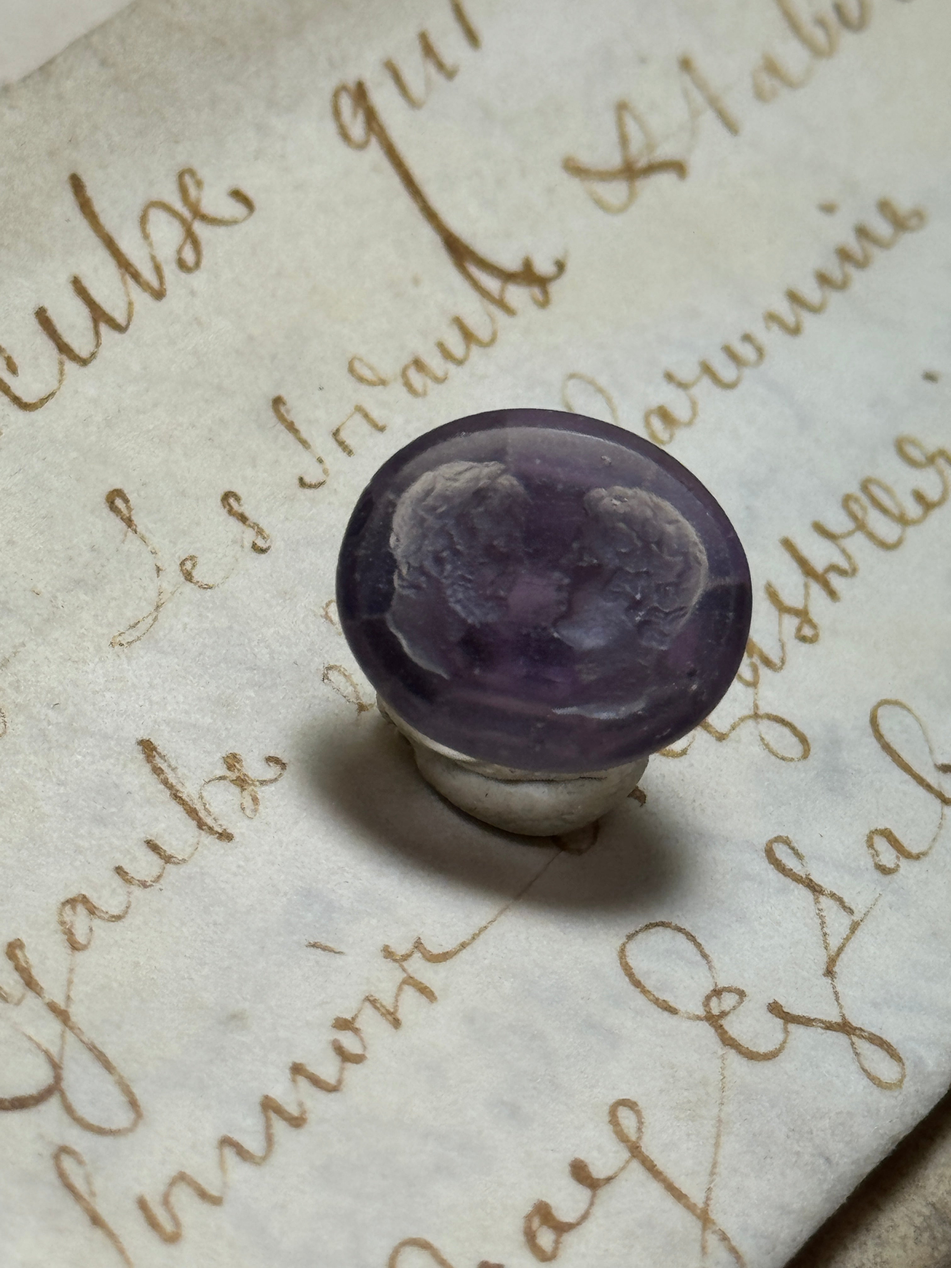 EXTREMELY RARE Antique Double Face Glass Seal Intaglio Stamp