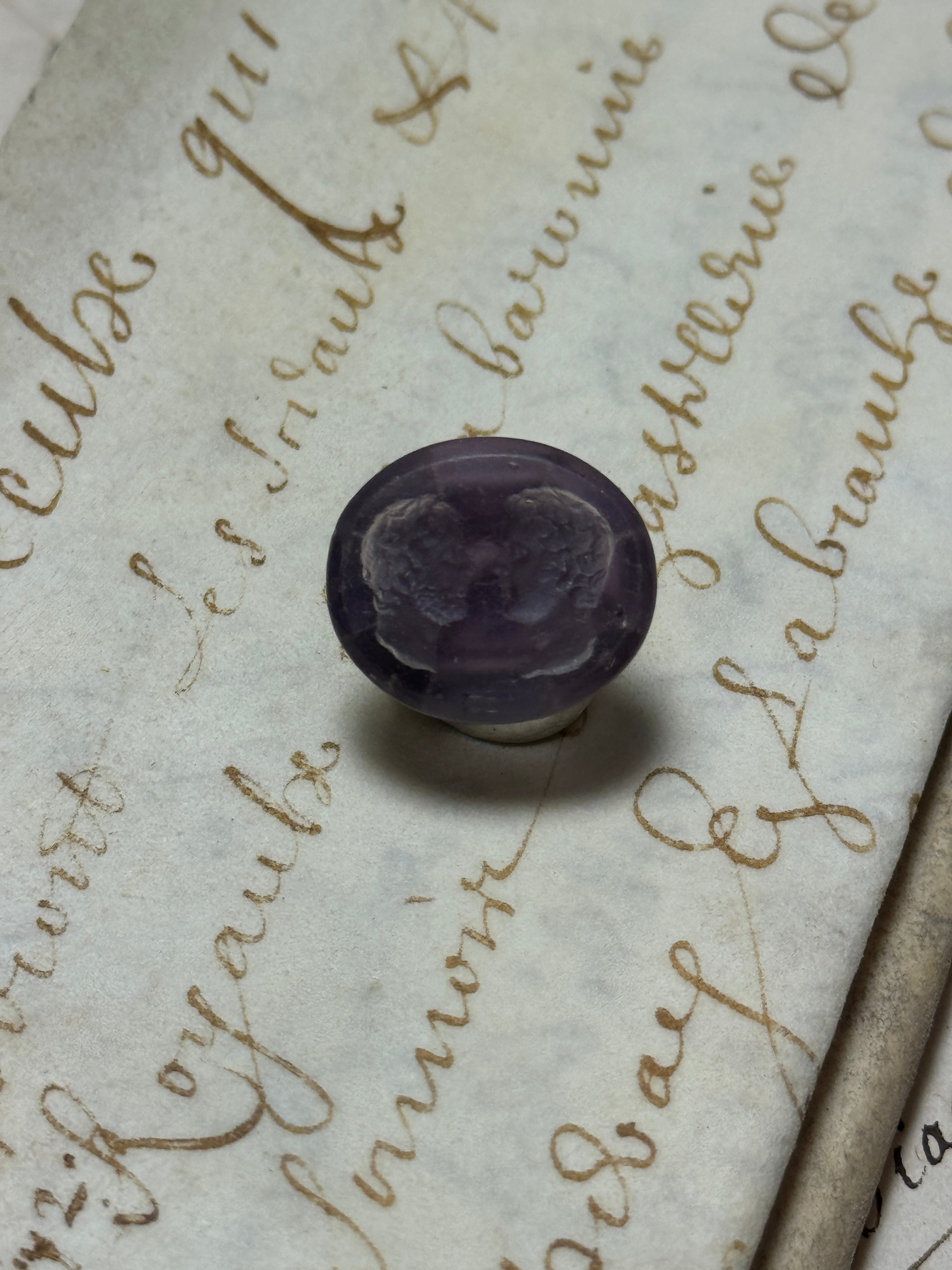 EXTREMELY RARE Antique Double Face Glass Seal Intaglio Stamp