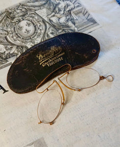 Antique 18k Gold French Pince Nez Spectacles in Fine Condition with Hallmarks