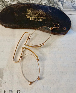 Antique 18k Gold French Pince Nez Spectacles in Fine Condition with Hallmarks