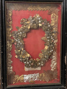 Antique French 1800's Framed Bridal Crown - Napoleon III