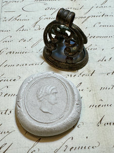 Large Antique Victorian Brass Cameo Fob/Seal/Pendant