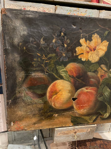 Antique French Florals and Fruits Canvas Painting