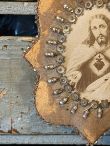 Beautiful 1800's Antique French Relic - The Sacred Heart of Jesus