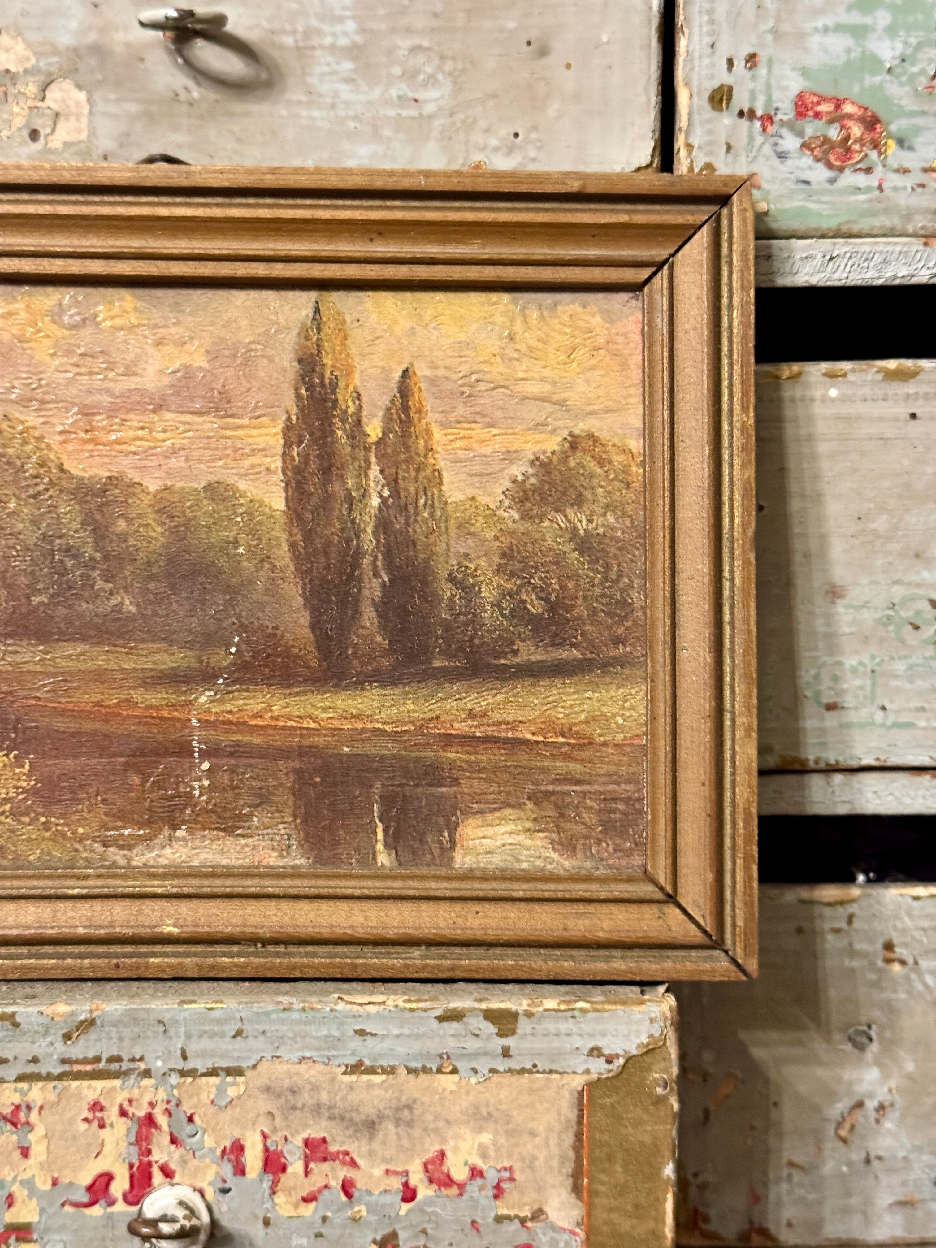 Antique French Oil on Board