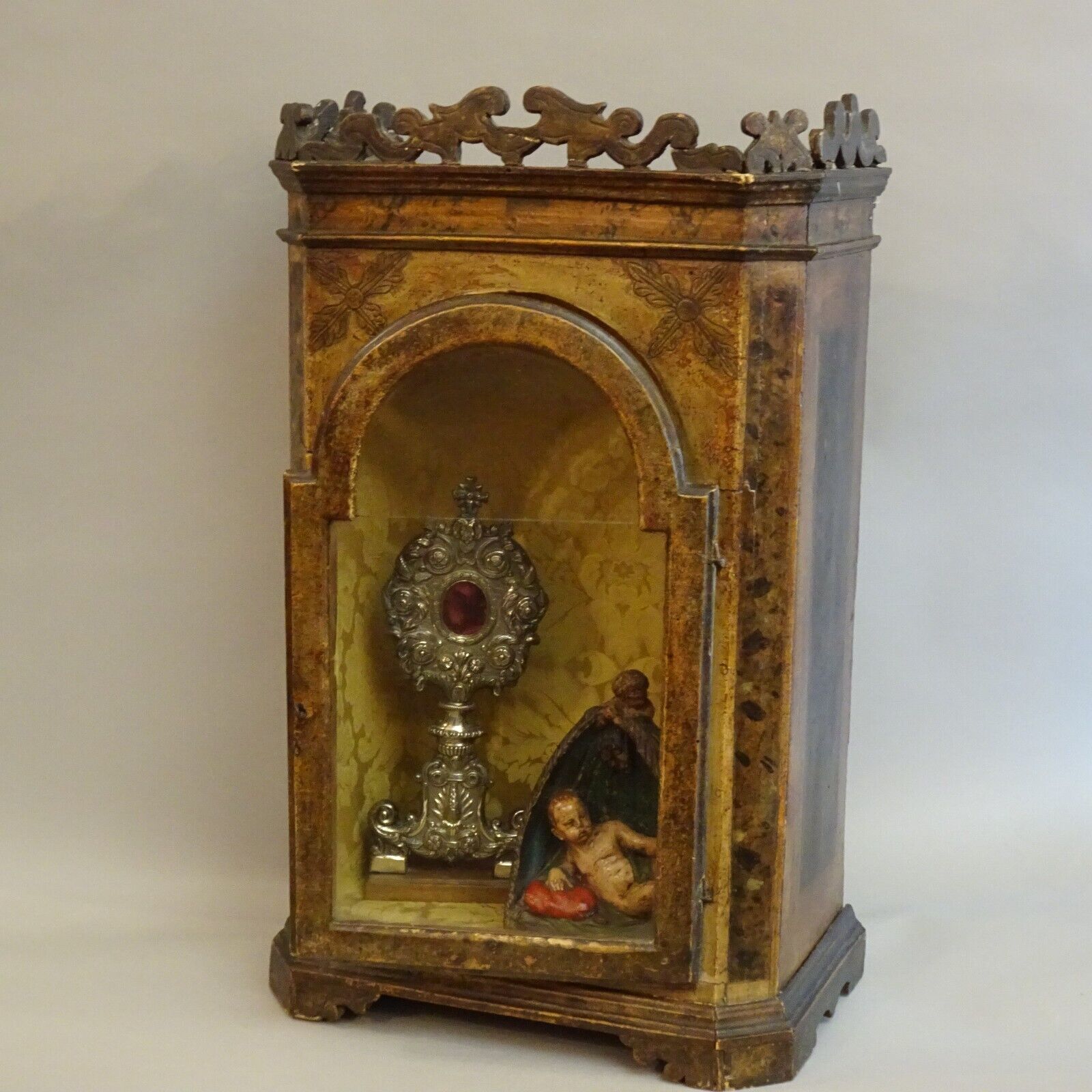 RESERVED For EDEN - Early 1700's Italian Antique Niche Relic Cabinet