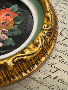 Lovely French Botanical Miniature Oil Paintings