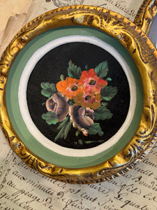 Lovely French Botanical Miniature Oil Paintings