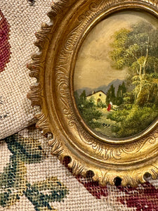 Antique Italian Miniature Gilded Framed Painting