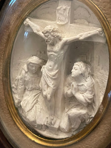 1800's French Religious Icon of Jesus on the Cross