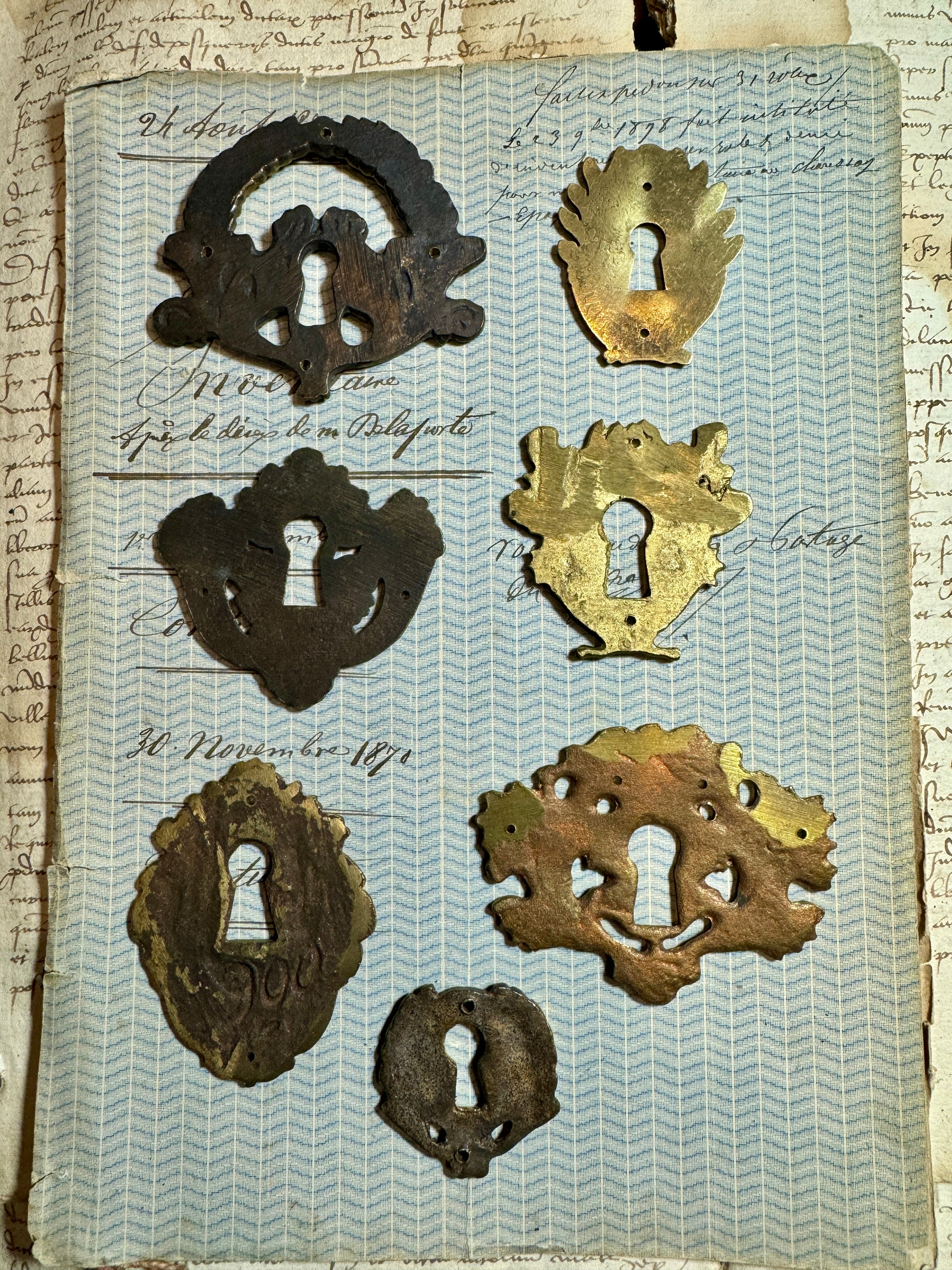 19th Century French Escutcheon Keyhole Covers - O