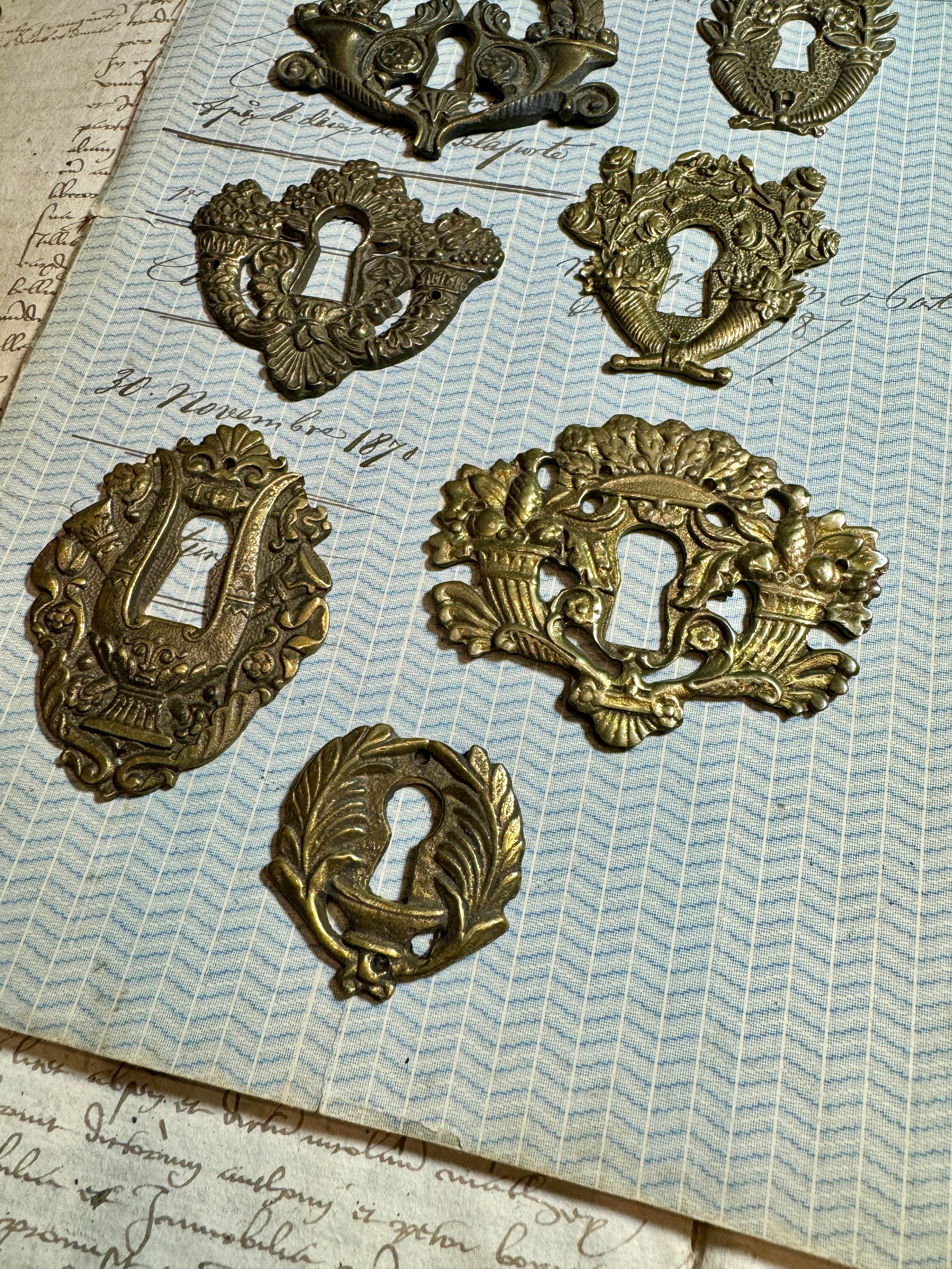 19th Century French Escutcheon Keyhole Covers - O