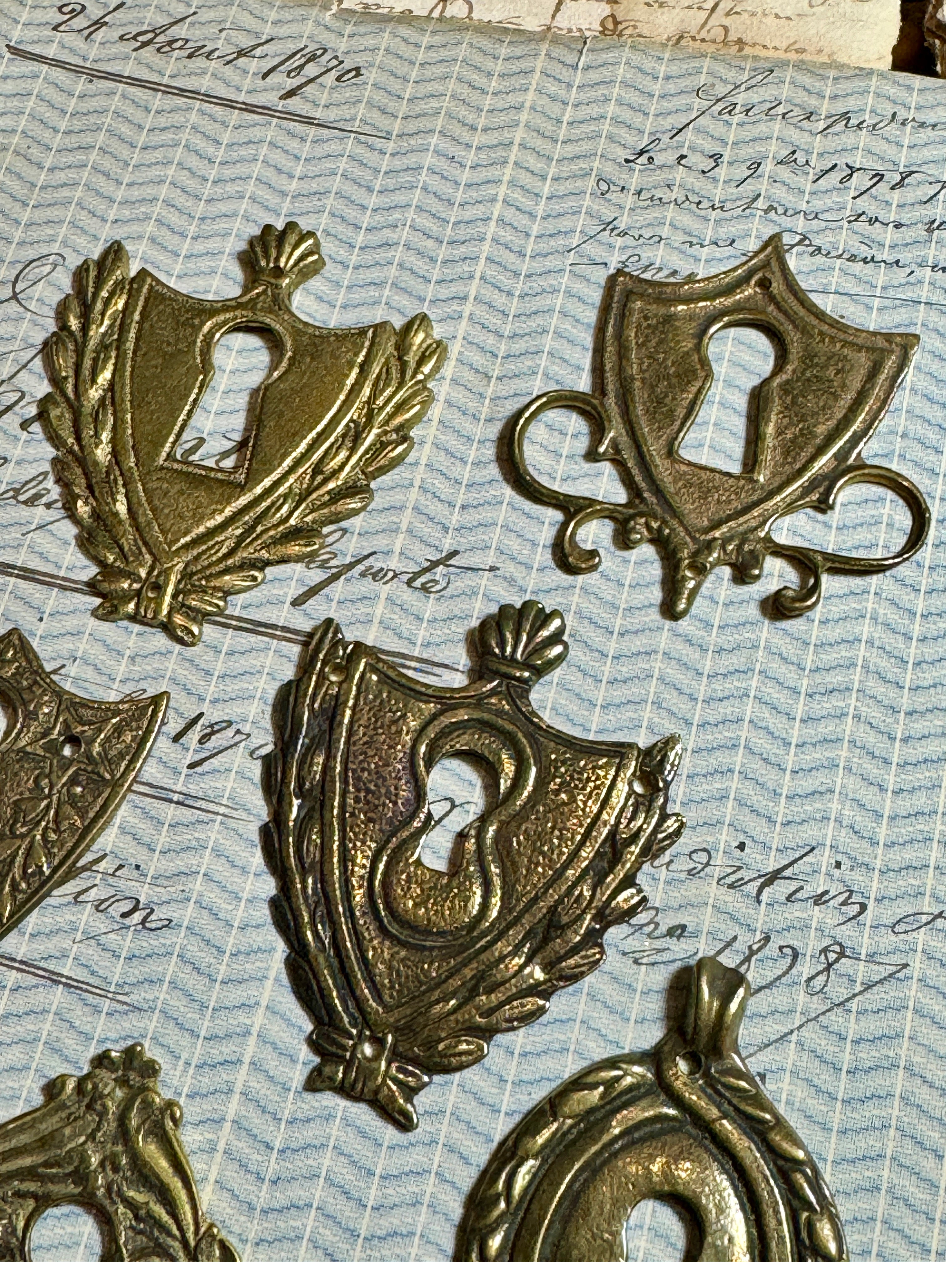 19th Century French Escutcheon Keyhole Covers - R