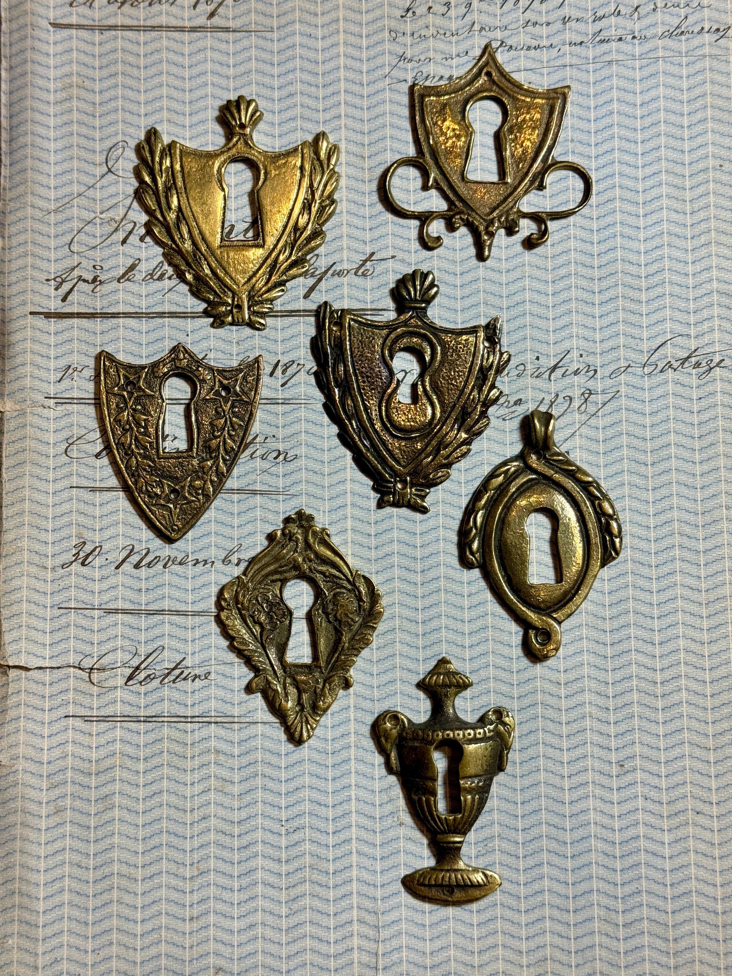 19th Century French Escutcheon Keyhole Covers - R